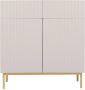 Hoge buffetkast met 2 deuren en 2 lades van mdf en staal Beige en goudkleurig EVILANA L 100 cm x H 105.5 cm x D 44.8 cm - Thumbnail 1