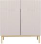 Hoge buffetkast met 2 deuren en 2 lades van mdf en staal Beige en goudkleurig EVILANA L 100 cm x H 105.5 cm x D 44.8 cm - Thumbnail 1