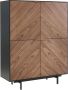 Hoge buffetkast met 4 deuren in MDF en metaal Kleur : Donker naturel en zwart LOBNA L 110 cm x H 140 cm x D 42 cm - Thumbnail 2