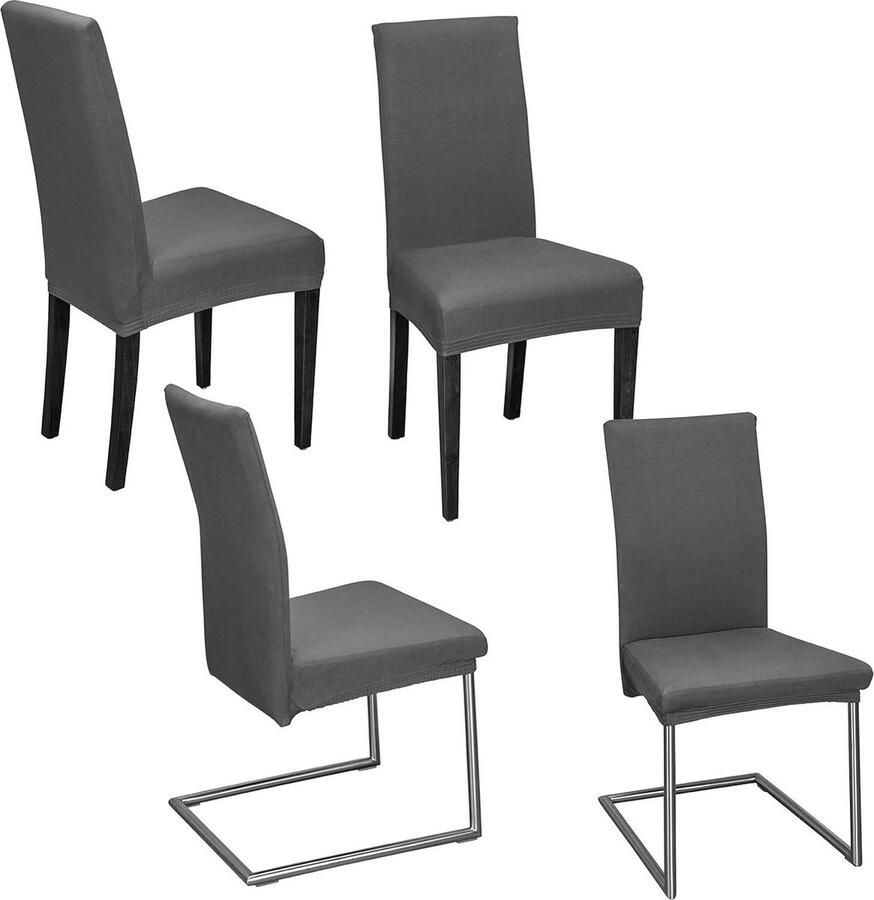 Hoge elasticiteit stoelhoezen set van 4 Öko-Tex gecertificeerd Donkergrijs
