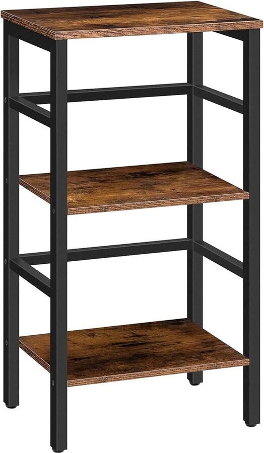 Hoge industriële bijzettafel 3-laags multifunctionele standaard (40x30x80 cm rustiek design)