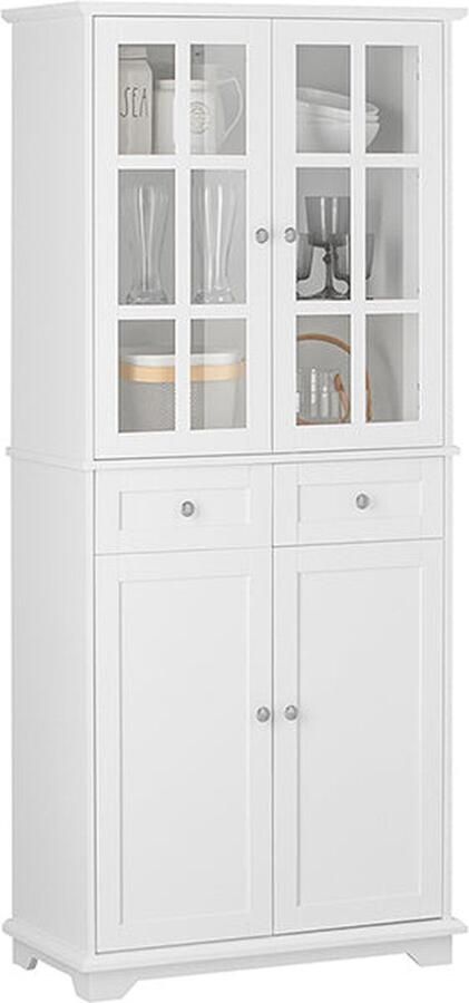 Rootz Living Rootz Hoge Keukenkast Bijkeukenkast Opbergmeubel MDF(PB) Rubberhout 76cm x 175cm x 40cm