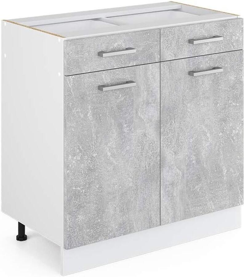 Hoge Kwaliteit Keukenkast met Lades en Werkblad Antraciet en Wit