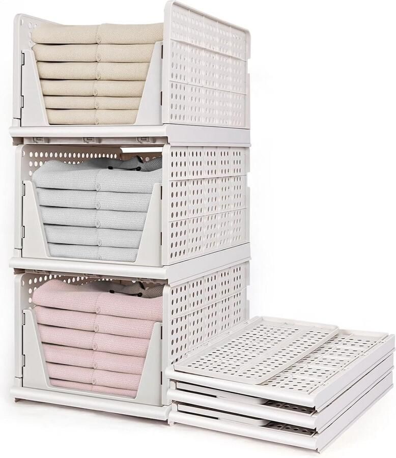 Set of 3 foldable plastic storage boxes high-quality space-saving