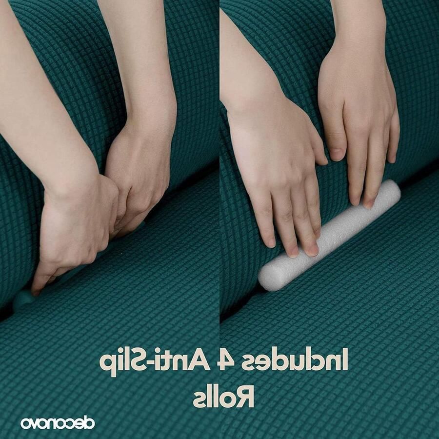 Hoge rekbare fauteuilhoes met patroon Meubelbeschermer Antislip stretch hoes TOPAZ HOME COLLECTIE ZITTERS Protector Turguoise 2 zits Bankhoes