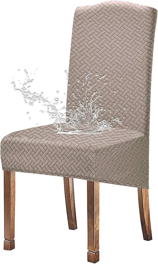 Hoge Rug Waterdichte Stoelhoezen voor Eetkamerstoelen Wasbare Stretch Kussenovertrekken Bescherming tegen Vlekken en Schade (Set van 2 Zand)