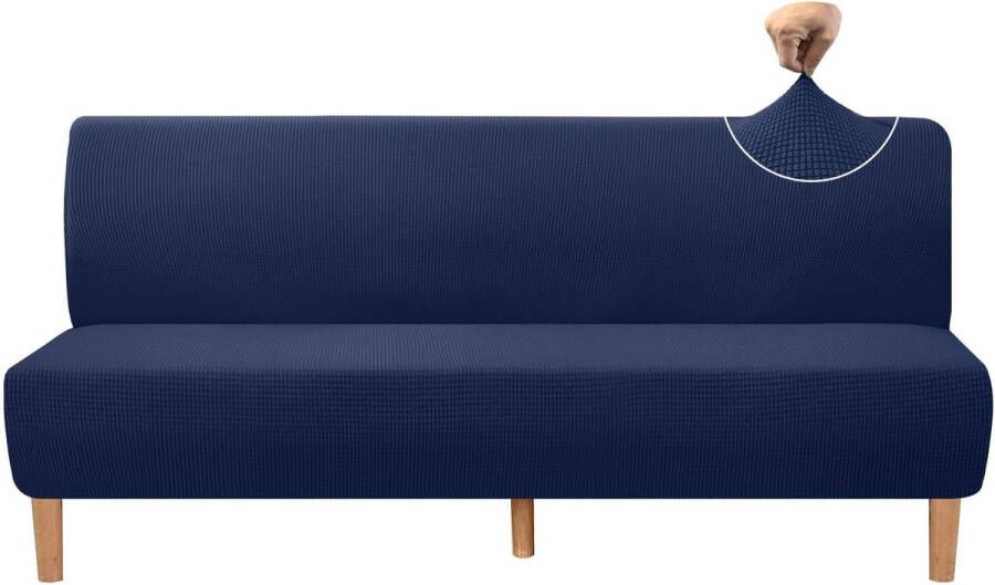 Hoge stretch futonhoes super zachte mouwloze bankovertrek voor honden huisdieren katten antislip futonhoes zonder armleuning voor woonkamer meubelbescherming (futon marineblauw)