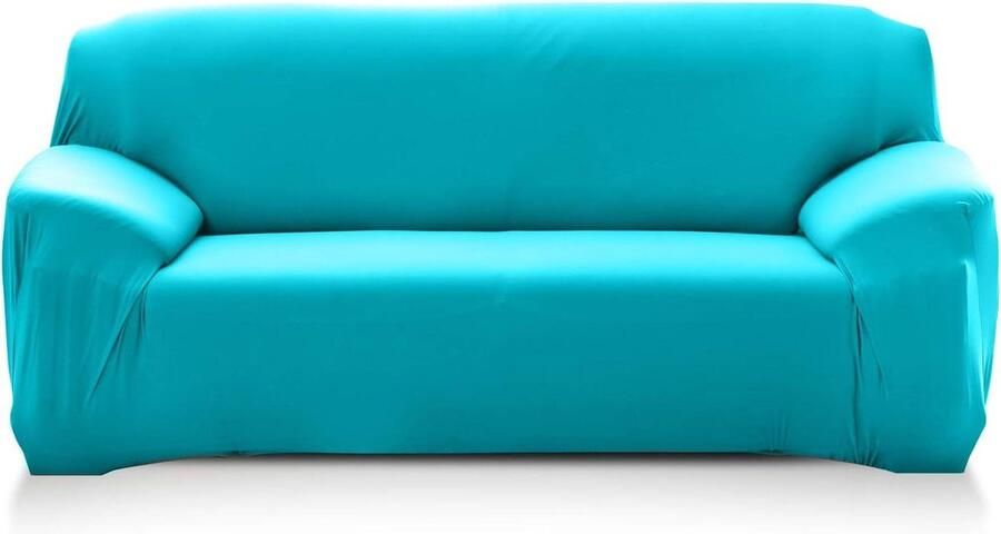 Hoge Stretch Sofa Protector Elastische L Vorm Sofa Slipcover Universele Bank Cover Antislip Meubels Protector Cyaan 2 zits