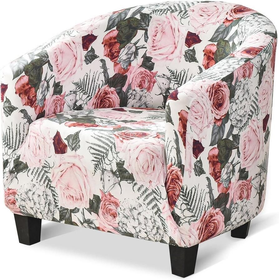 Hoge stretch stoelhoezen voor kuipstoelen bloemachtig design