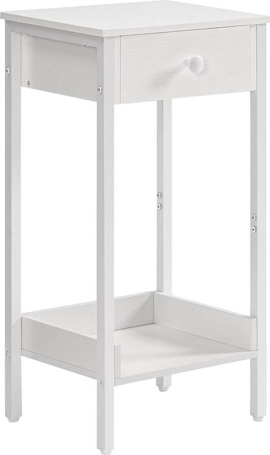 Hoge tafel nachtkastje salontafel metalen frame stabiel en duurzaam ruimtebesparend industriële stijl wit