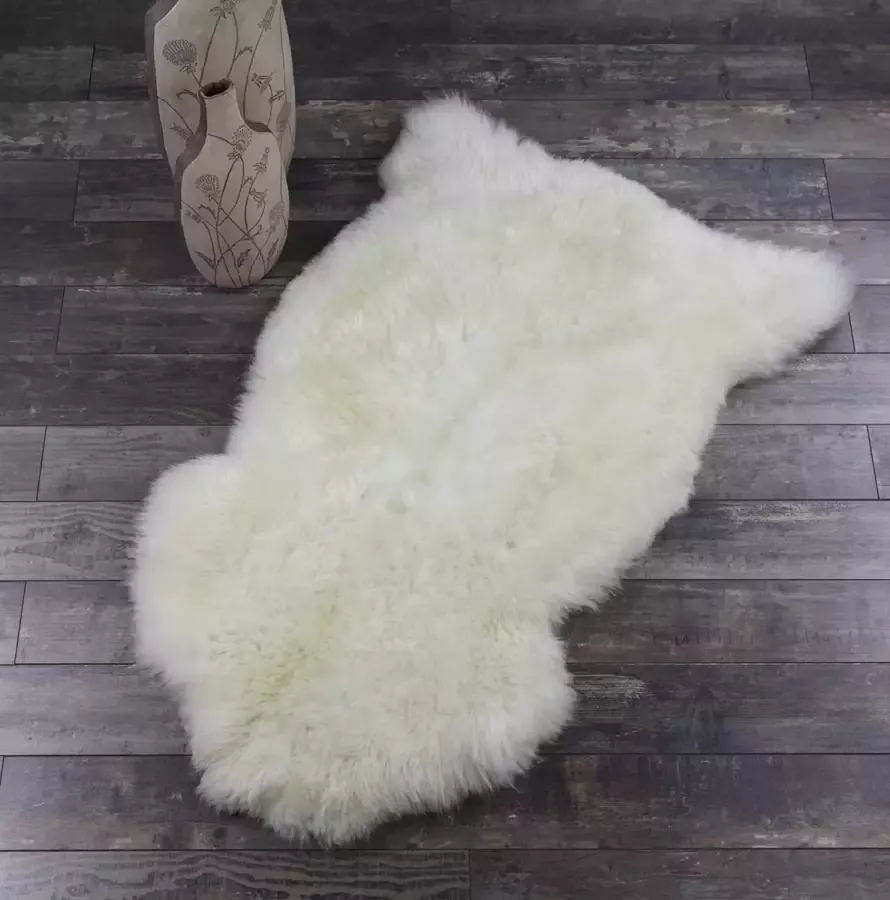 Hollands Schapenvachtje 100% ECHT Ivoor Wit Vloerkleed 90 x 60 cm Lamsvacht Zeer Vol Zacht Haar