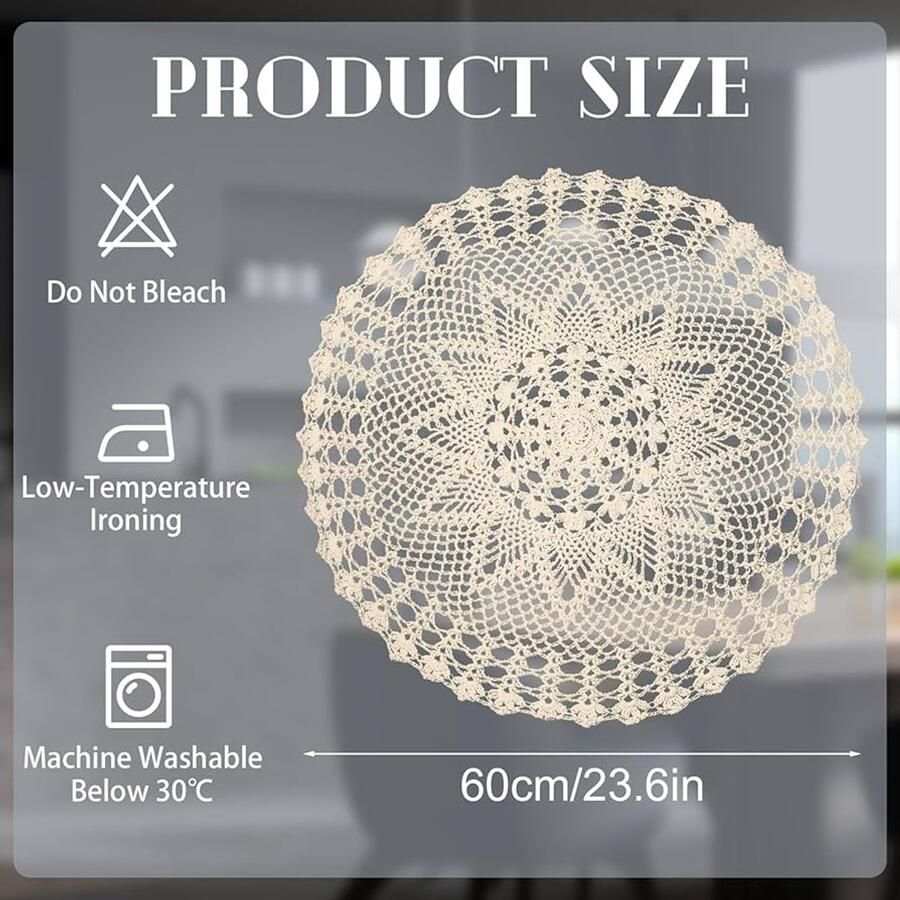 Holle ronde kleedjes Beige Handgemaakt 60 x 60 cm