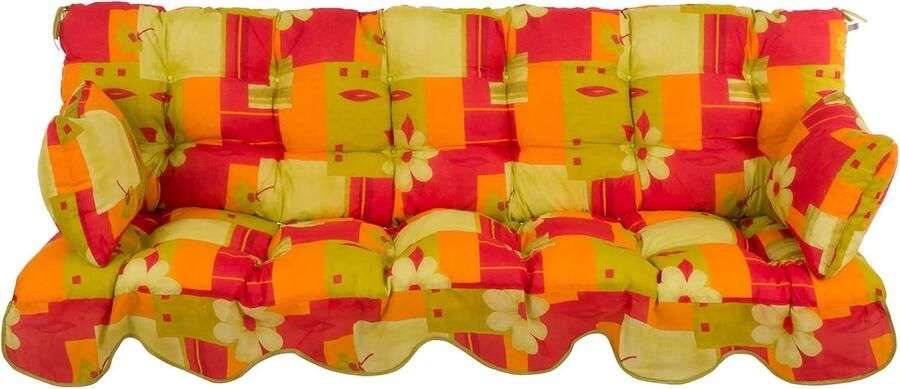Hollywood Schommelkussen 180x50cm Tuinbank Kussen Rood Oranje Geel Groen