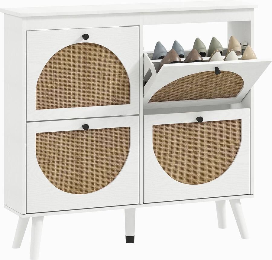 HOMCOM Klapbare schoenenkast Spaanplaat 105x24x97 5cm Wit