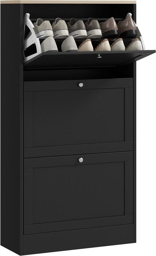 HOMCOM Klapbare schoenenkast Spaanplaat 60x23 5x115cm Zwart