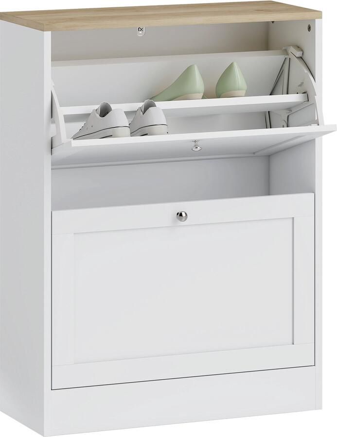 HOMCOM Klapbare schoenenkast Spaanplaat 60x24x80cm Wit