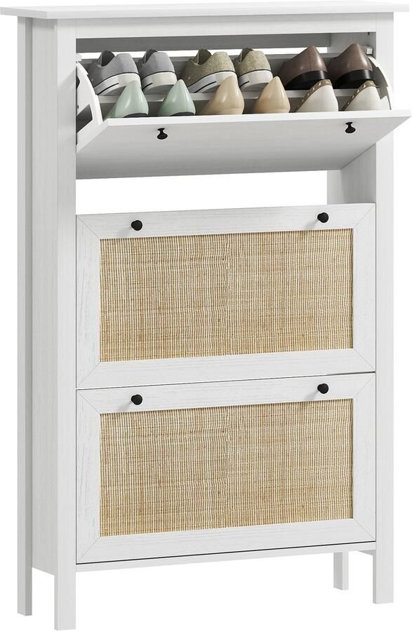 HOMCOM Klapbare schoenenkast Spaanplaat 80x23 5x121 5cm Natuurlijk hout