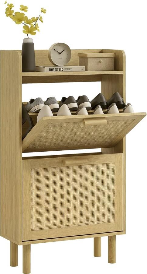 HOMCOM Klapbare schoenenkast Spaanplaat 80x24 5x110cm Eiken