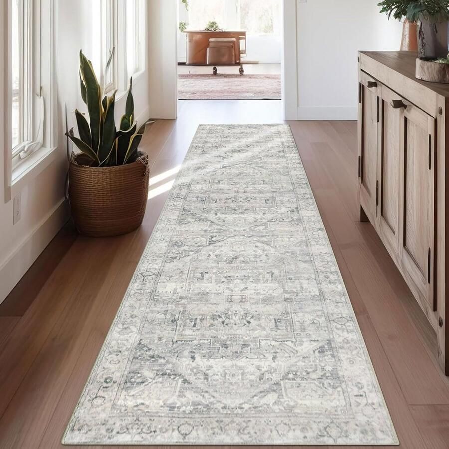 Homcomodar Boho Halvloerkleed 65x240cm Antislip Wasbaar Vloerkleed Hal Verweerd Vloerkleed voor Hal Entree Wasruimte Naast