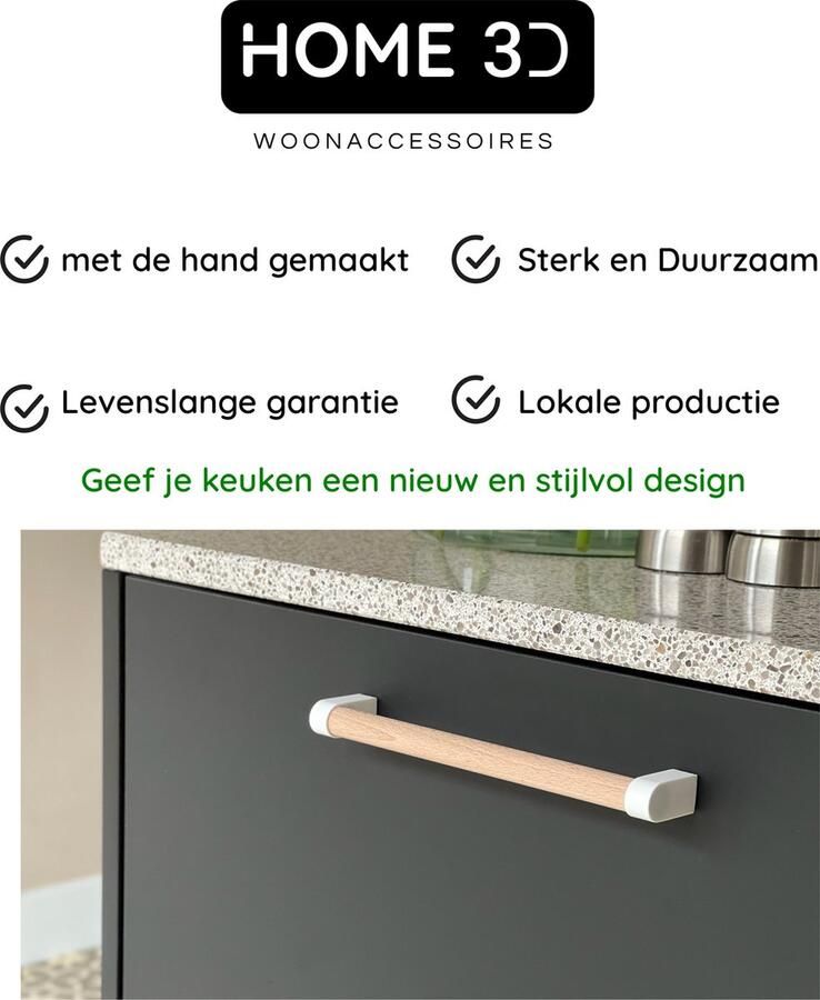 Home 3D Handgreep Wit 96mm Keuken handgreep Meubelgreep Handgrepen keukenkastjes Handgreep badkamer Handgrepen keukenkastjes Inclusief montageschroeven