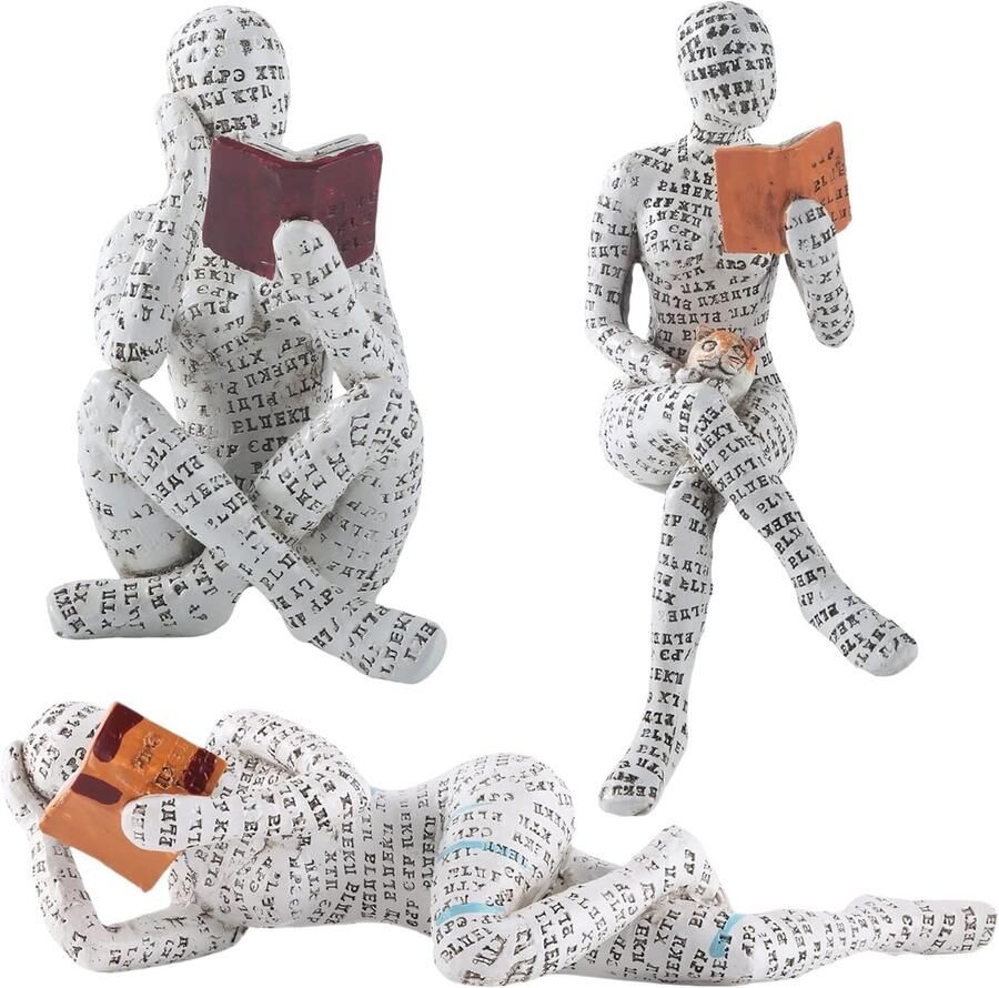 Home Decor Pulp Lezende Vrouwen Denker Standbeeld Esthetische Sculptuur Kamerdecoratie Moderne Abstracte Decoratie op Plank Tafel Bureau voor Woonkamer Kantoor Slaapkamer G