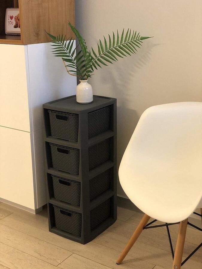 Home essential Plank in rotan design kunststof antraciet 23 x 29 x 65 cm BranQ opbergrek