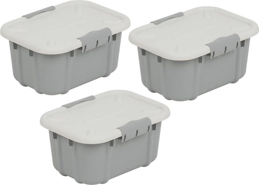 Home essential universele opbergbakken met deksel set van 3 l BPA-vrije kunststof PP lichtgrijs