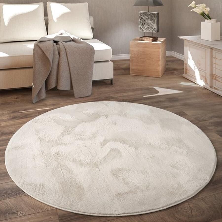 Home Rond Vloerkleed Hoogpolig Tapijt Woonkamer Kinderkamer Fluffy Pluche Zacht Pluizig Modern Ø 80 cm Rund