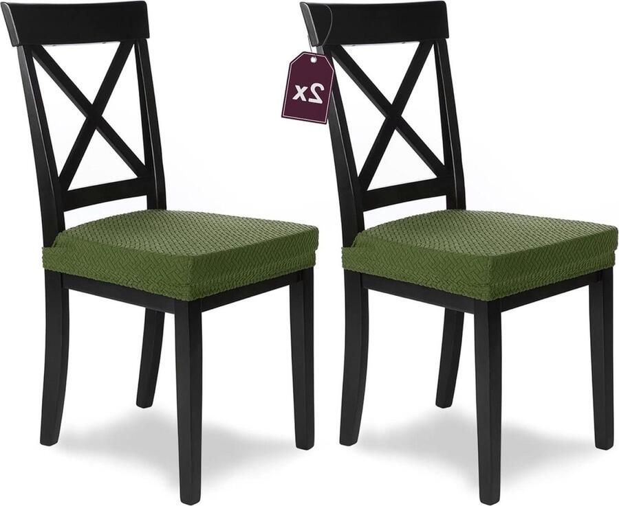 Home Stretch stoelhoes Luna groen set van 2 elastische flanellen stoelhoezen eetkamerstoel elegante stoelhoes voor stoelen stoelhoes stretch fluweel met elastische band Stoelhoezen