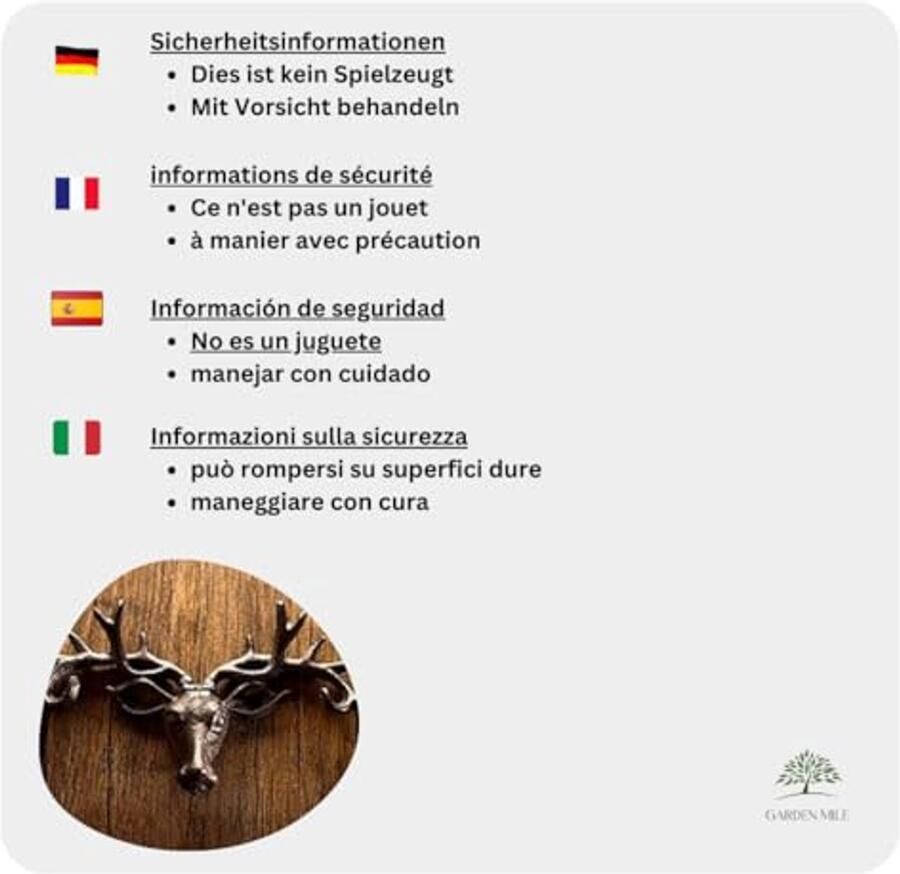 Homezone Hertenkop met 6 Geweivormige Haken Gietijzer Vintage Bruine Wandkapstok Wandhaak Sleutelhouder Rustiek wandsculptuur voor huis of tuin