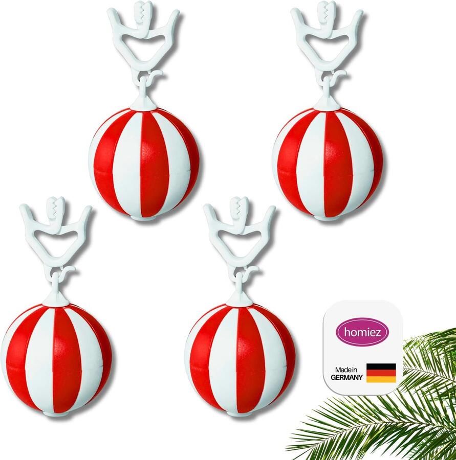 Homiez Tafelkleedgewicht Strandbal – Extra Zwaar (52g) – Tafelkleedgewichten Tegen Wind – Set van 4 – met Metalen Kern – Tafelkleedhouder voor Tuin Balkon Camping Buiten (Rood)