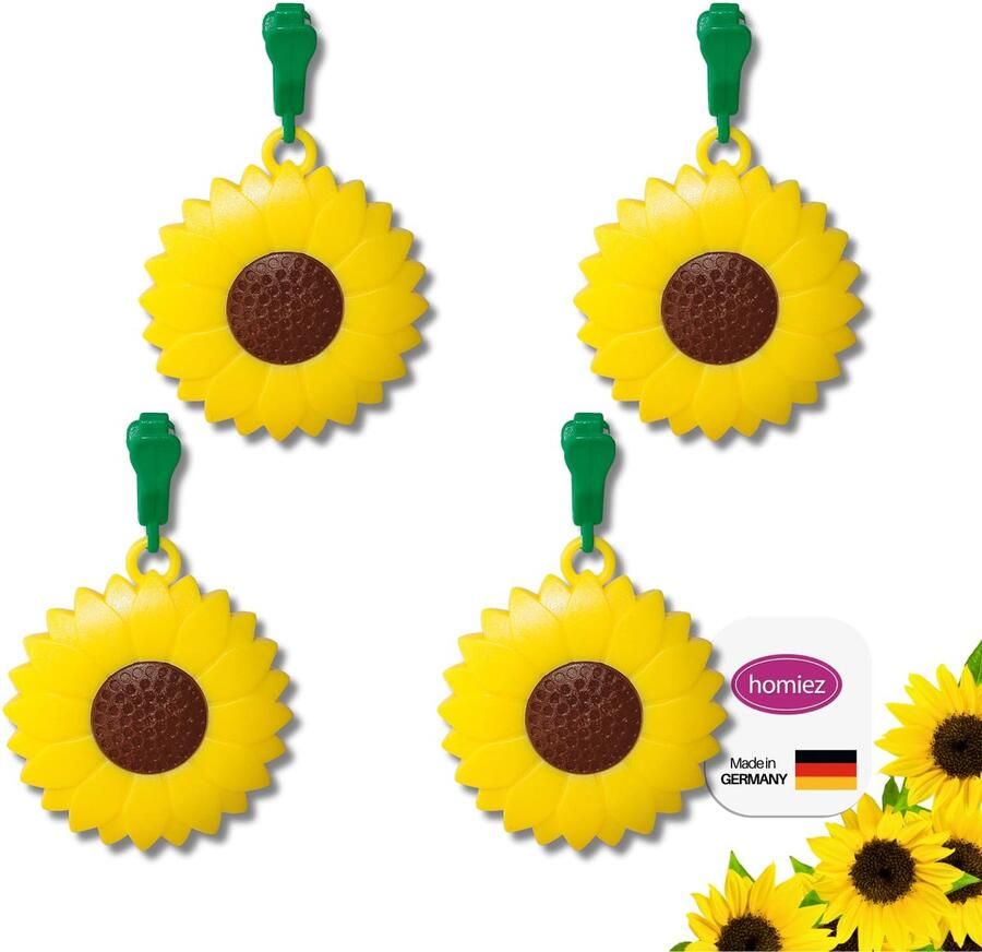 Homiez Tafelkleedgewichten Bloem – Extra Zwaar (56g) – Tafelkleedgewichten Tegen Wind – Set van 4 – met Metalen Kern – Tafelkleedhouder voor Tuin Balkon Camping Buiten (Zonnebloem)