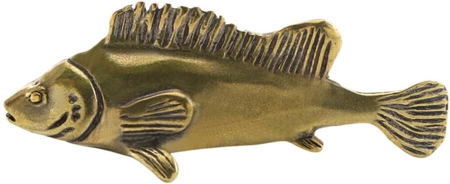 HOMSFOU Feng Shui Visbeeldje van Messing Theehuisdier Gouden Vis Wealth Lucky Fish Model Sculptuur Bureau Ornament voor Thuiskantoor