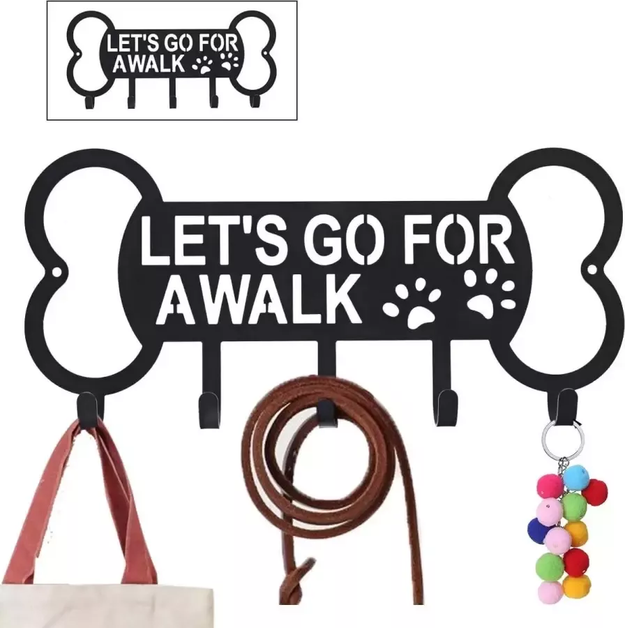 Honden riem kapstok Metalen kapstok Honden Kapstok Riem Halsband Metaal Lets go for a walk