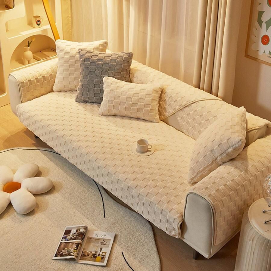 Hondenbankhoes wasbaar huisdierbankhoes kussens huisdiervriendelijk antislip bankhoes meubelhoes geschikt voor huisdieren bankhoes. (Crèmewit 70*180 cm)