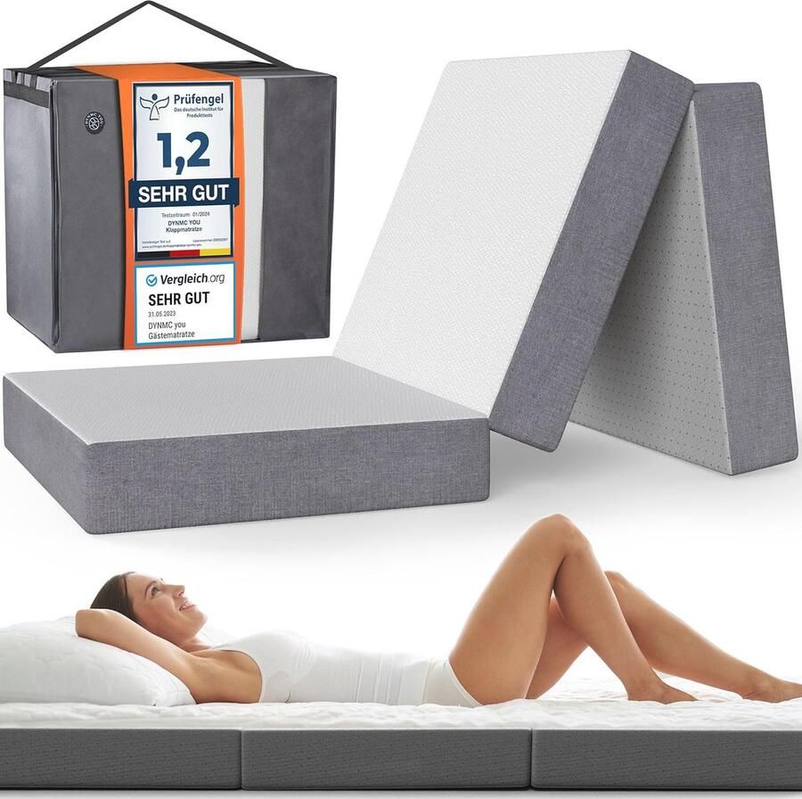 Modern Vouwmatras met Memory Foam Comfortabel Gastenmatras Lichtgewicht Reismatras met Draagtas en OEKO-TEX Hoes