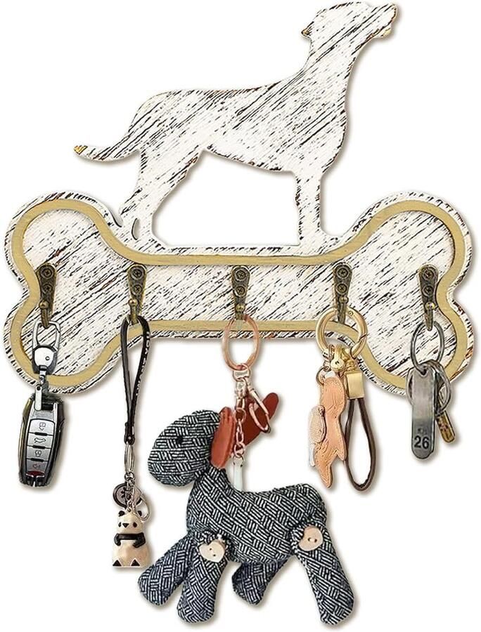 Hondenbotvormige sleutelhouder Modern design 1 stuk Hout 31 x 25 x 1 cm