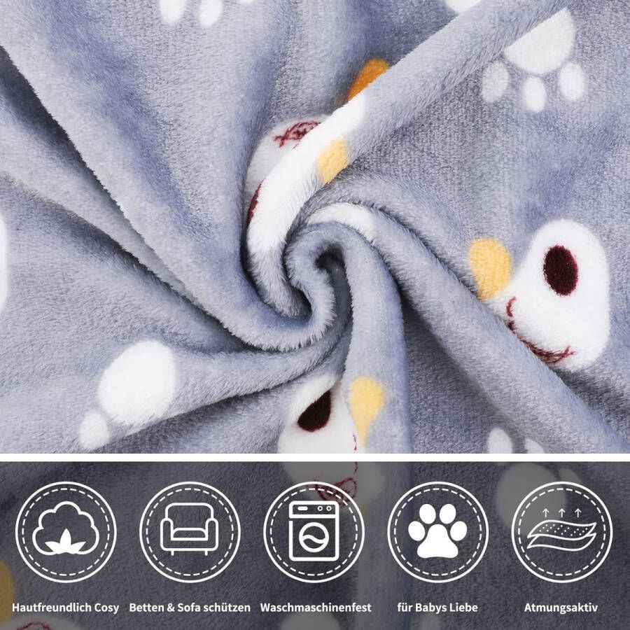 Hondendeken kattendeken wasbaar en wollig 3 stuks zachte warme fleece huisdierdeken voor kleine middelgrote honden en katten huisdierdeken slaapmat voor bank bed grijze hond 60 x 40