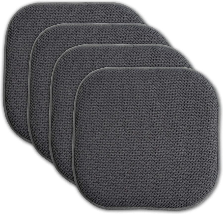 Honeycomb Patroon Chair Cushion Solid Color Non Skid Rubber Back Ultimate Comfort Softness Rounded Square