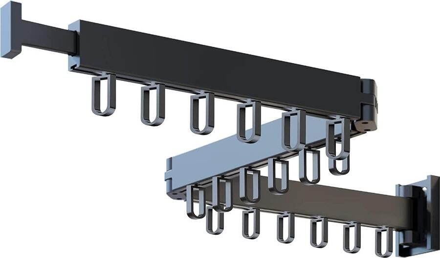 Honeyhouse Retractable Wall Mounted Clothes Airer Foldable Retractable Rotatable Clothes Rack with 18 Hooks Triple Foldable Clothes Airer with Towel Holder for Balcony Bathroom Bedroom