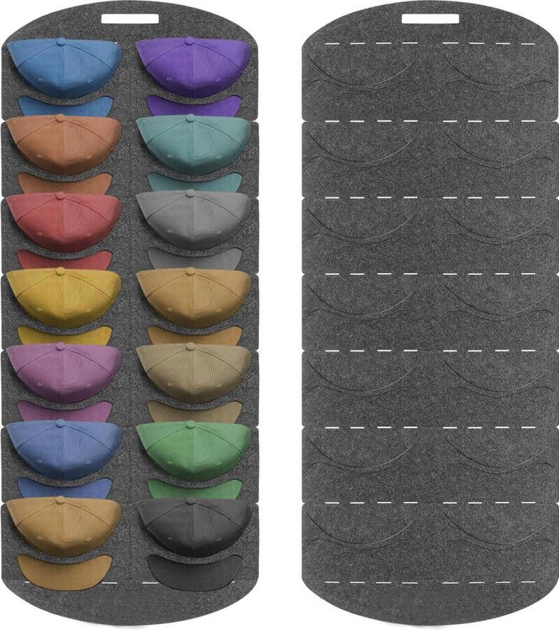 Honkbalkaphouder dubbele rij opvouwbare kaphouder muur met 14 vakken baseballphouder organizer opslag voor baseballpetten deurachterwand