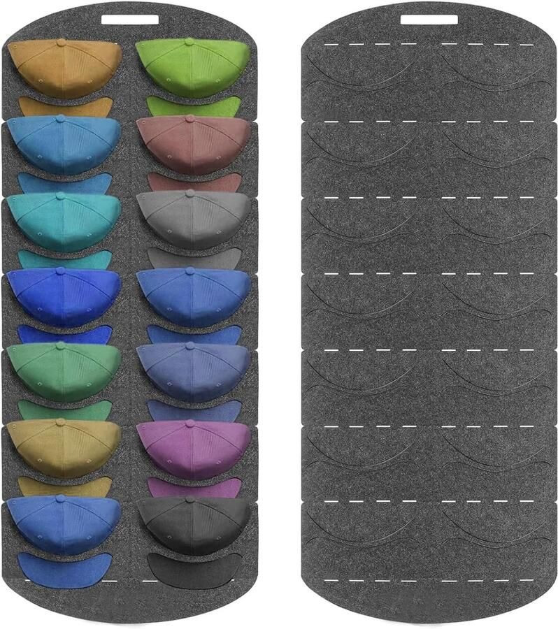 Honkbalpet houder honkbalpet vilt hoed rek organiseren 2 stuks 28 diepe zakken dubbele rij opvouwbare vilten stof honkbalhoed organizer hoedhouder voor opslag en presentatie van honkbalpetten