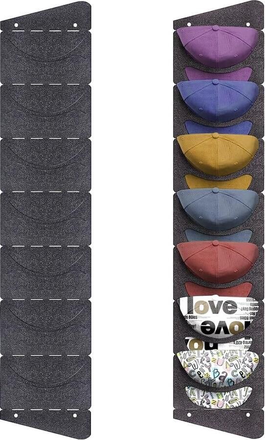 Honkbalpettenhouder voor aan de muur baseballcaphouder opvouwbare kaphouder voor aan de muur met 7 vakken enkele rij geen boren wandhouder