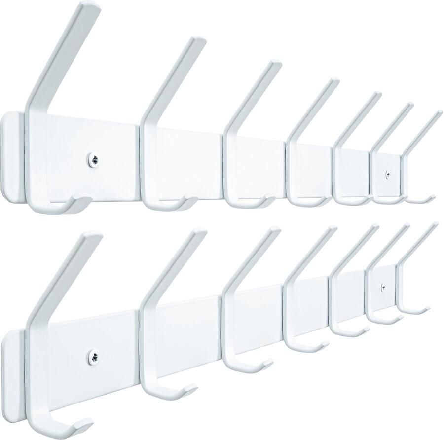 Honsky kapstokhaken kapstok wandkapstok kapstok met 7 dubbele haken kapstok met kapstok voor jassen mantels sjaals (2 stuks)