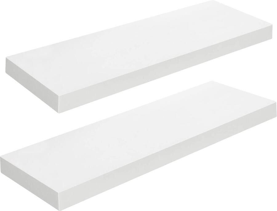 HOOBRO Wandplank zwevende plank set van 2 stevige wandplanken 60 x 20 x 3 8 cm hangende planken met onzichtbare beugels voor badkamer slaapkamer keuken kantoor woonkamer wit EWT60BJ01
