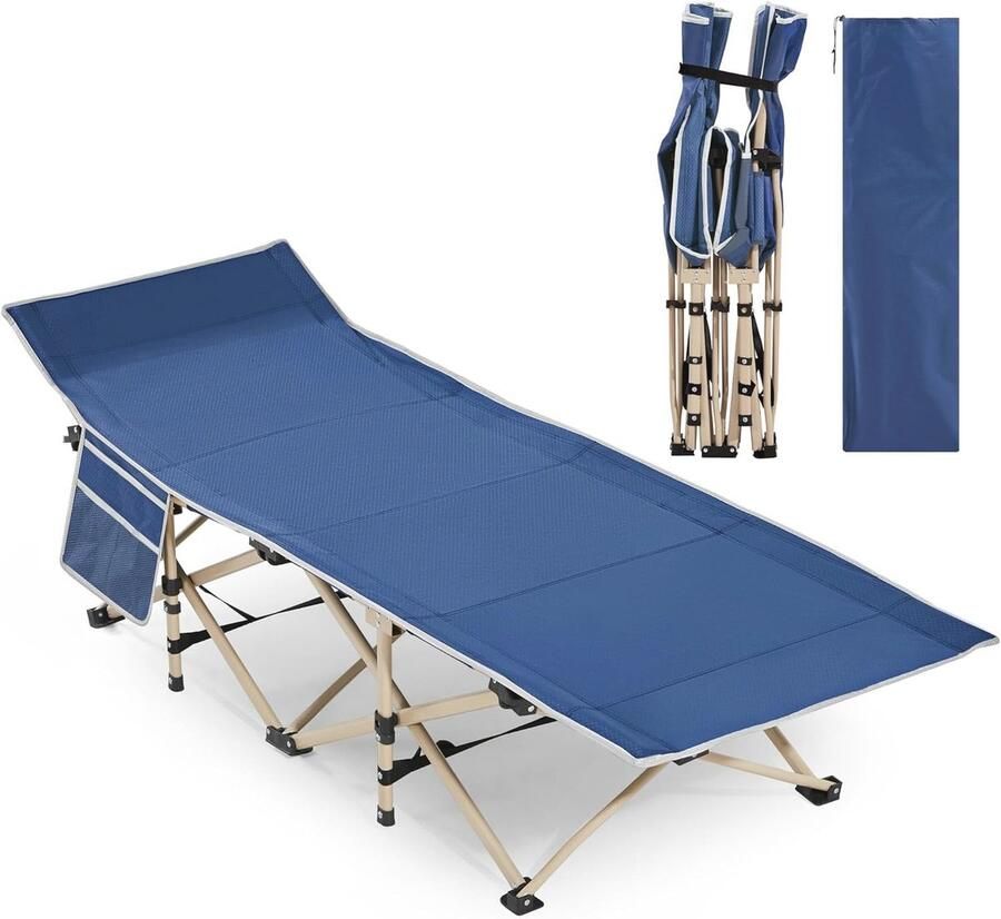 Inklapbaar Veldbed voor Camping en Reizen Belastbaar tot 150 kg Met Draagtas 186 x 66 cm