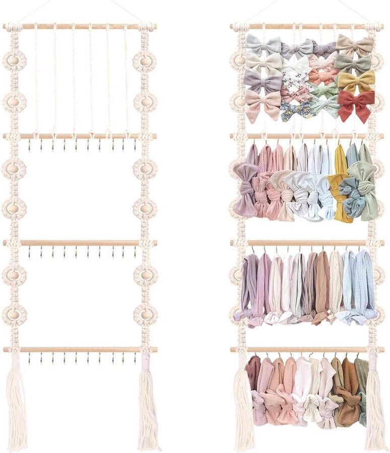 Hoofdbandhouder met strikjes organizer voor meisjes babyhoofdbanden haaraccessoires organizer opslag strik ophanglus voor meisjes wanddecoratie voor kleine kinderen meisjeskamer