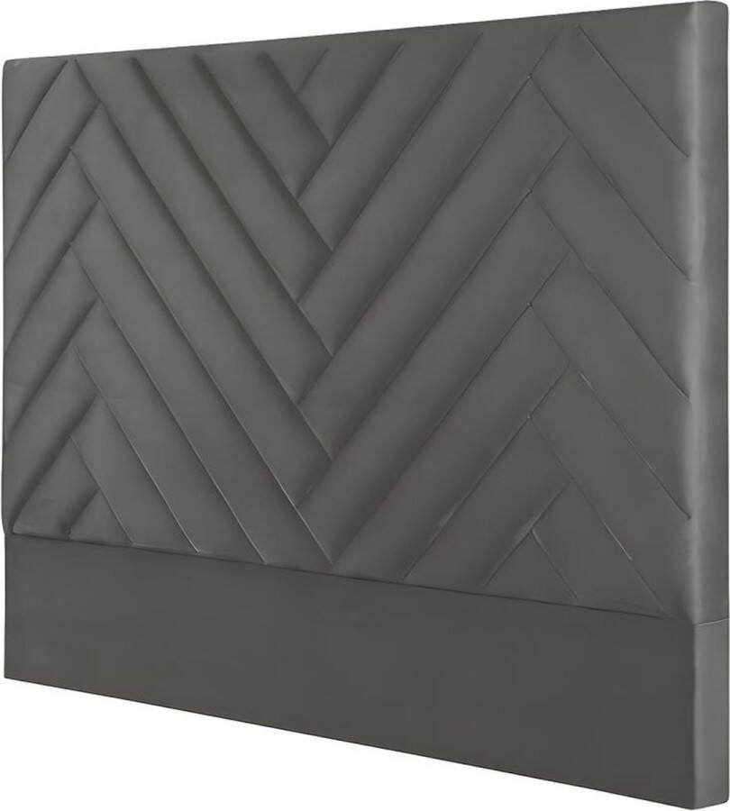 Vente-unique Hoofdbord 160 cm Fluweel Grijs SUKIALI L 173 cm x H 120 cm x D 10 cm - Foto 3