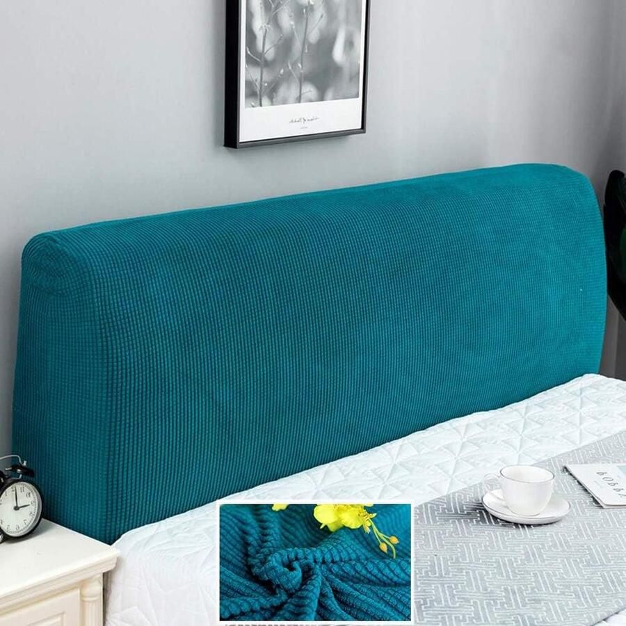 Hoofdbord elastische voering hoofdbescherming tweepersoonsbed wasbaar decoratie blauw steenblauw 180-190cm