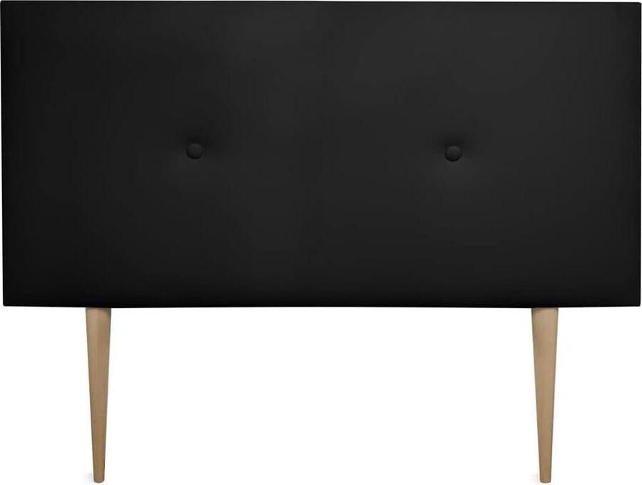 Hoofdbord gevoerd model Milaan zwart kunstleer 90x60 cm bed van 80 cm